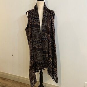 Bob Timberlake 2017 L southwestern wool blend Geometric Patterned Fringe Vest